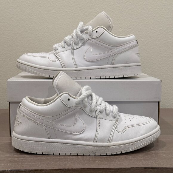 AIR JORDAN 1 LOW WHITE/WHITE-WHITE BLANC/BLANC/BLANC W - Picture 1 of 15